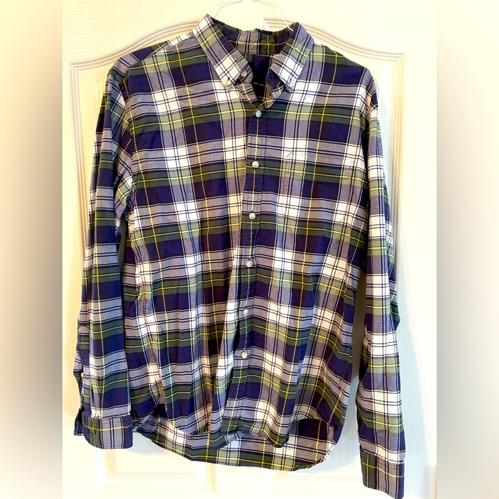 J Crew Plaid Oxford Shirt Size L